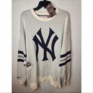 Mitchell & Ness Men's Cream New York Yankees Retro Pullover Sweater XL
